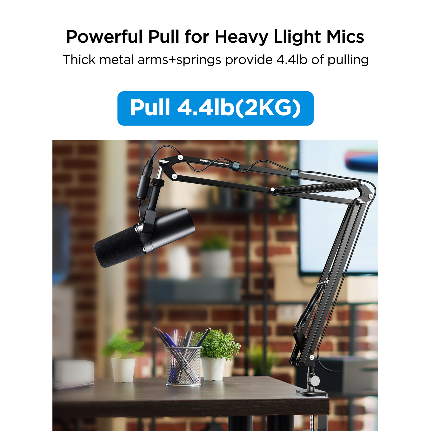 Soporte de escritorio con brazo articulado para micrófono Wave/Blue Yeti/Hyperx Quadcast/SM7B/SM58/MV7. Soporte de escritorio de tijera ajustable, resistente y de metal, mejorado, con pinza de mano y adaptador de 3/8" a 5/8".