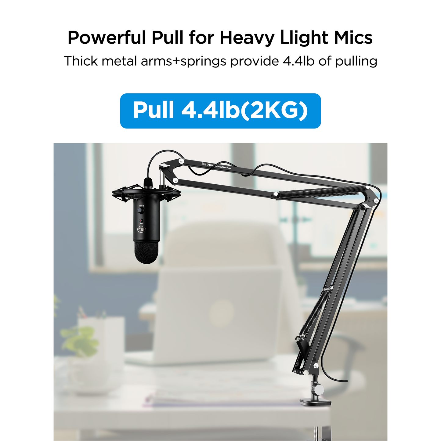 Soporte de escritorio con brazo articulado para micrófono Wave/Blue Yeti/Hyperx Quadcast/SM7B/SM58/MV7. Soporte de escritorio de tijera ajustable, resistente y de metal, mejorado, con pinza de mano y adaptador de 3/8" a 5/8".