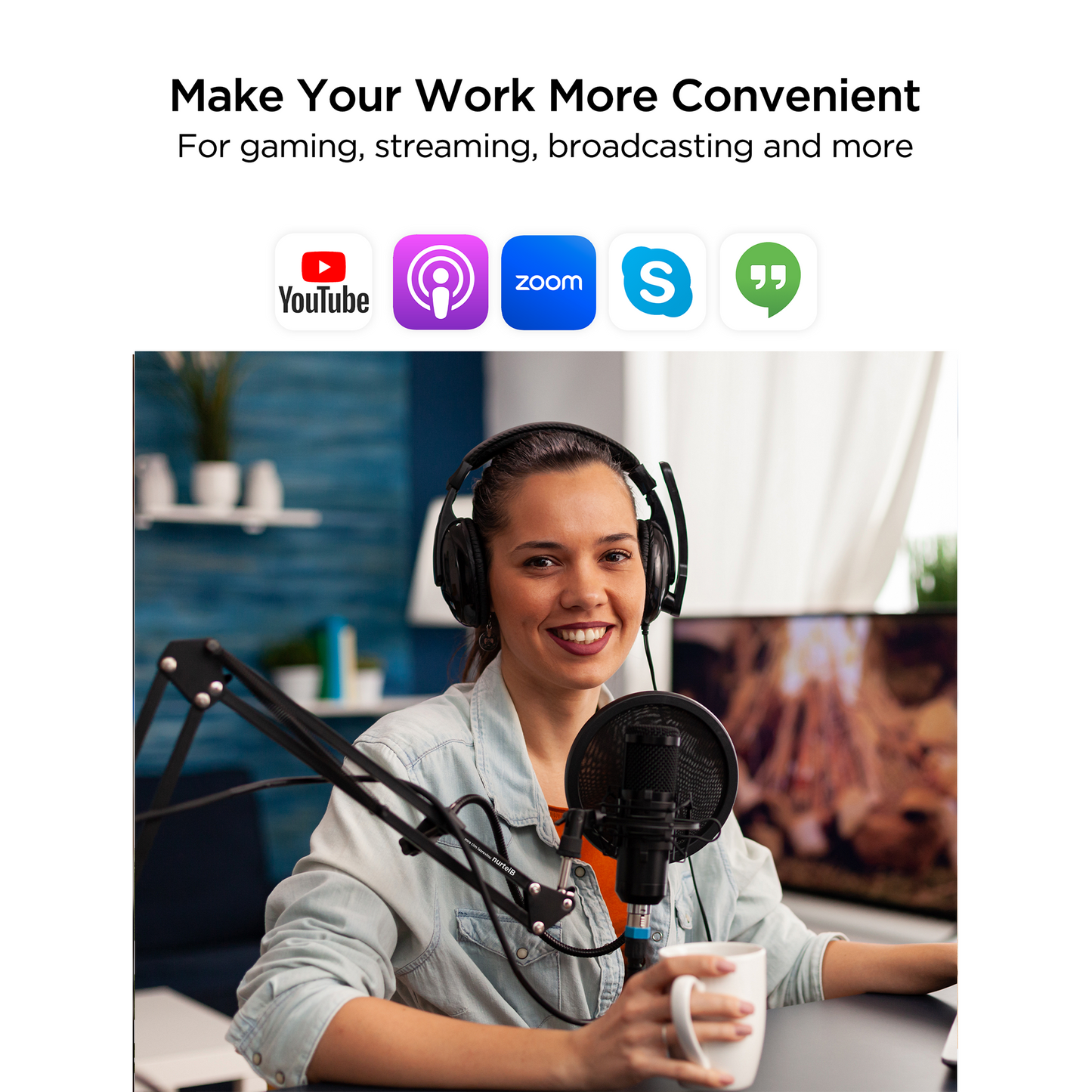 Soporte de escritorio con brazo articulado para micrófono Wave/Blue Yeti/Hyperx Quadcast/SM7B/SM58/MV7. Soporte de escritorio de tijera ajustable, resistente y de metal, mejorado, con pinza de mano y adaptador de 3/8" a 5/8".