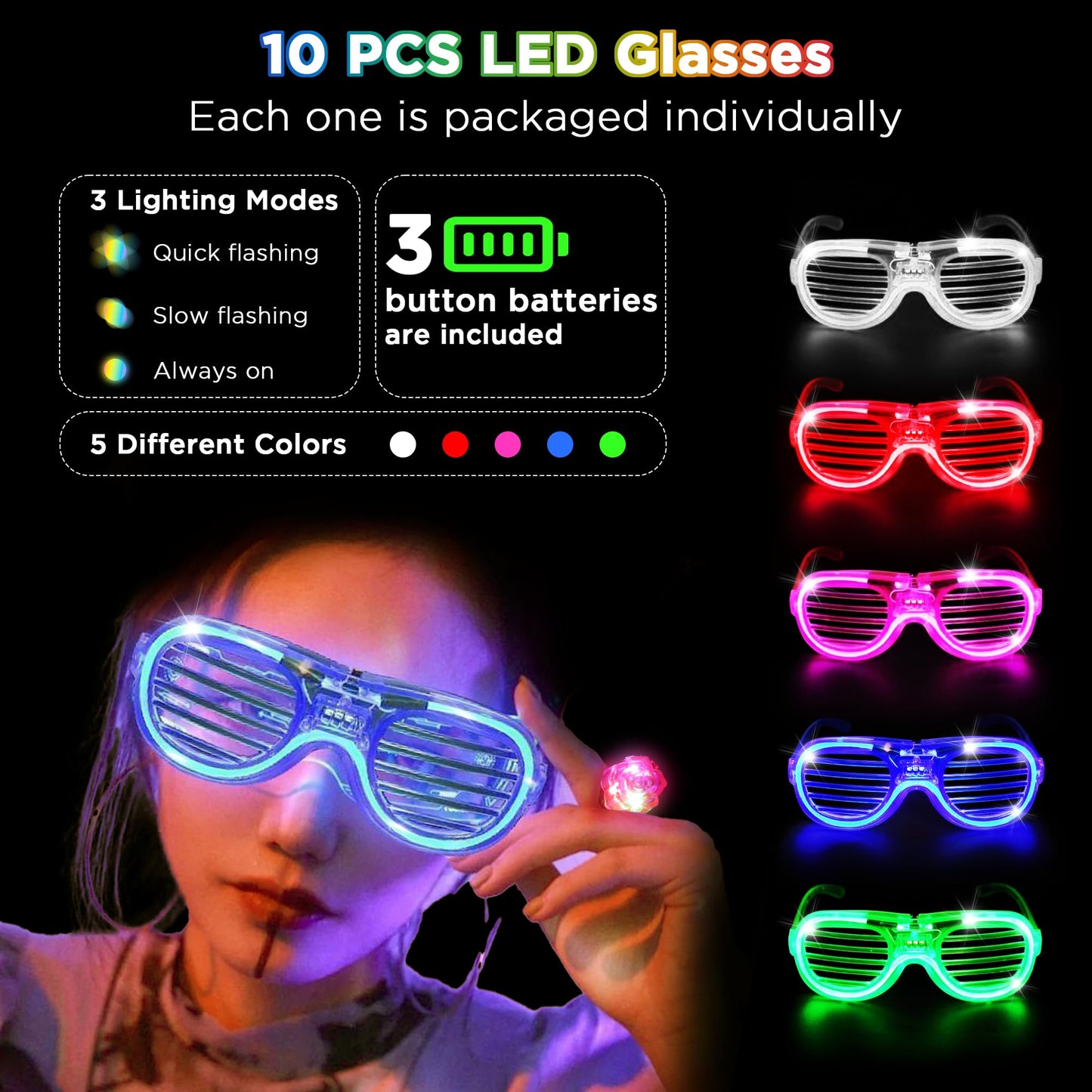 138Pcs Glow Party Supplies, Glow in the Dark Party Supplies, 10Pcs Foam Glow Sticks,50Pcs Glow Sticks,10Pcs LED Glasses,10Pcs LED Bunny Ear Headband,20Pcs LED Ring,18Pcs Pop Tubes,20 LED Bracelet