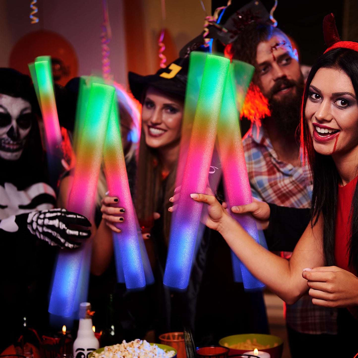Foam Glow Sticks, Glow Sticks Bulk Party Pack, LED Light up Foam Stick for Wedding with 3 Modes Colorful Flashing, Neon Party Favors Supplies for Birthday, Carnival, Concert