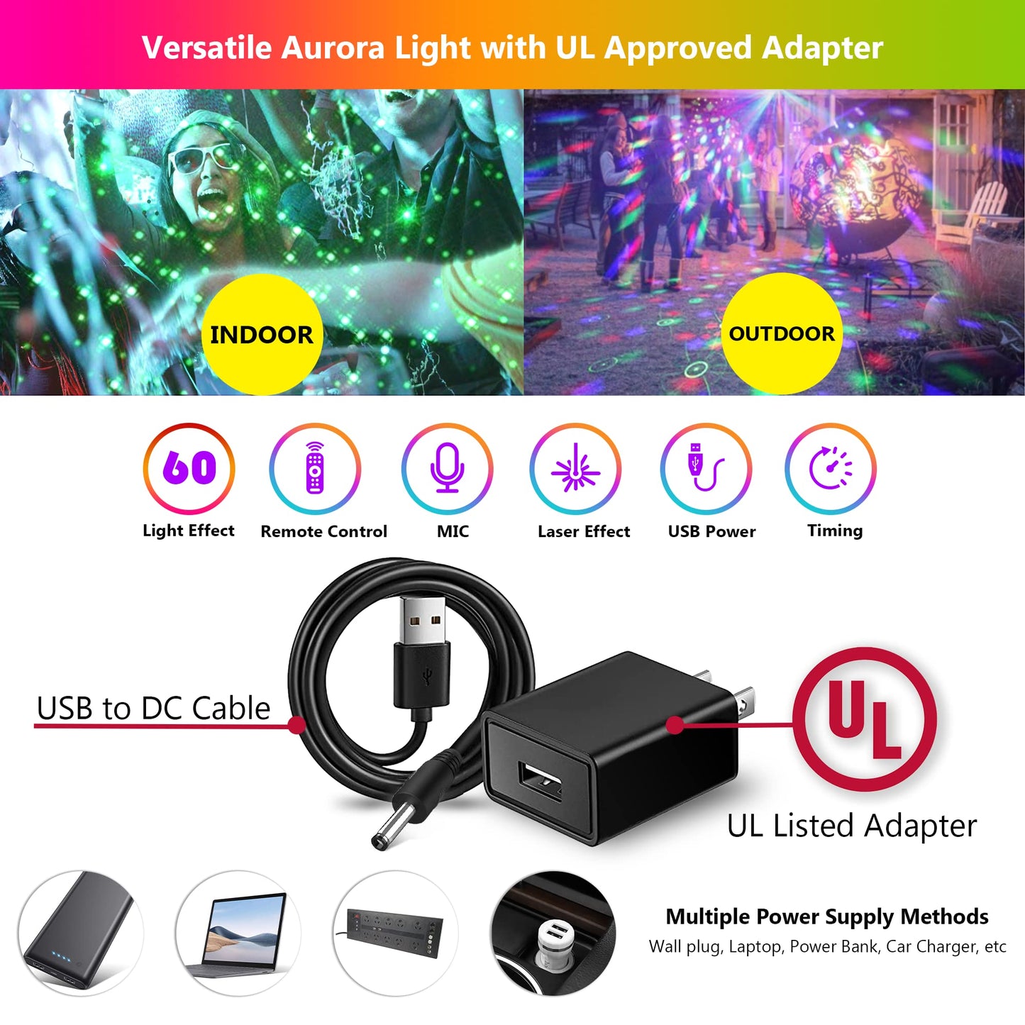 Party Dj Disco Stage Light with Sound Activated and 60 Color Changing, Bietrun Led RGB Laser Rave Flashing Strobe Lights with Remote Control for Parties, Wedding, Dance Floor, Bar, DJ, Birthday, KTV