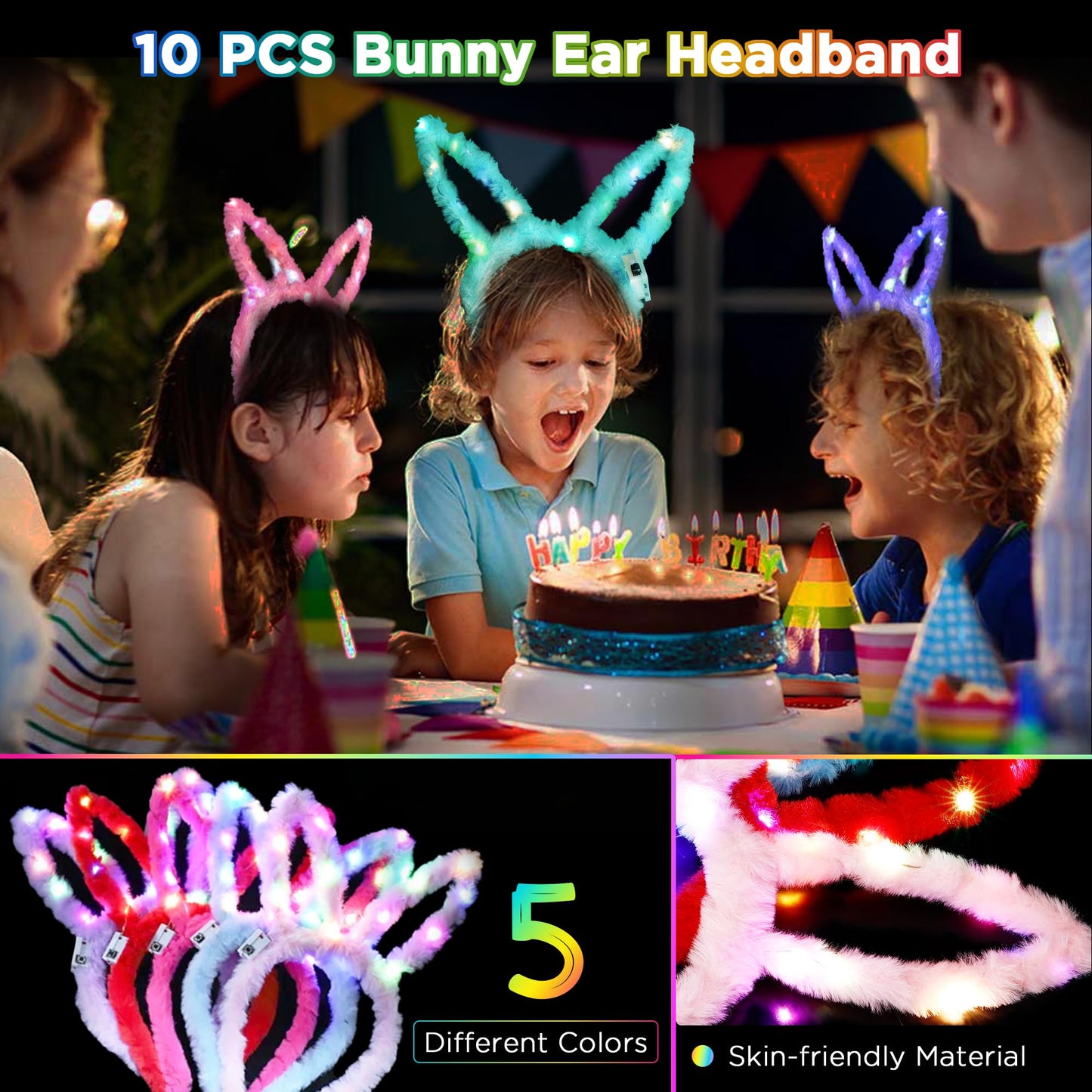 138Pcs Glow Party Supplies, Glow in the Dark Party Supplies, 10Pcs Foam Glow Sticks,50Pcs Glow Sticks,10Pcs LED Glasses,10Pcs LED Bunny Ear Headband,20Pcs LED Ring,18Pcs Pop Tubes,20 LED Bracelet