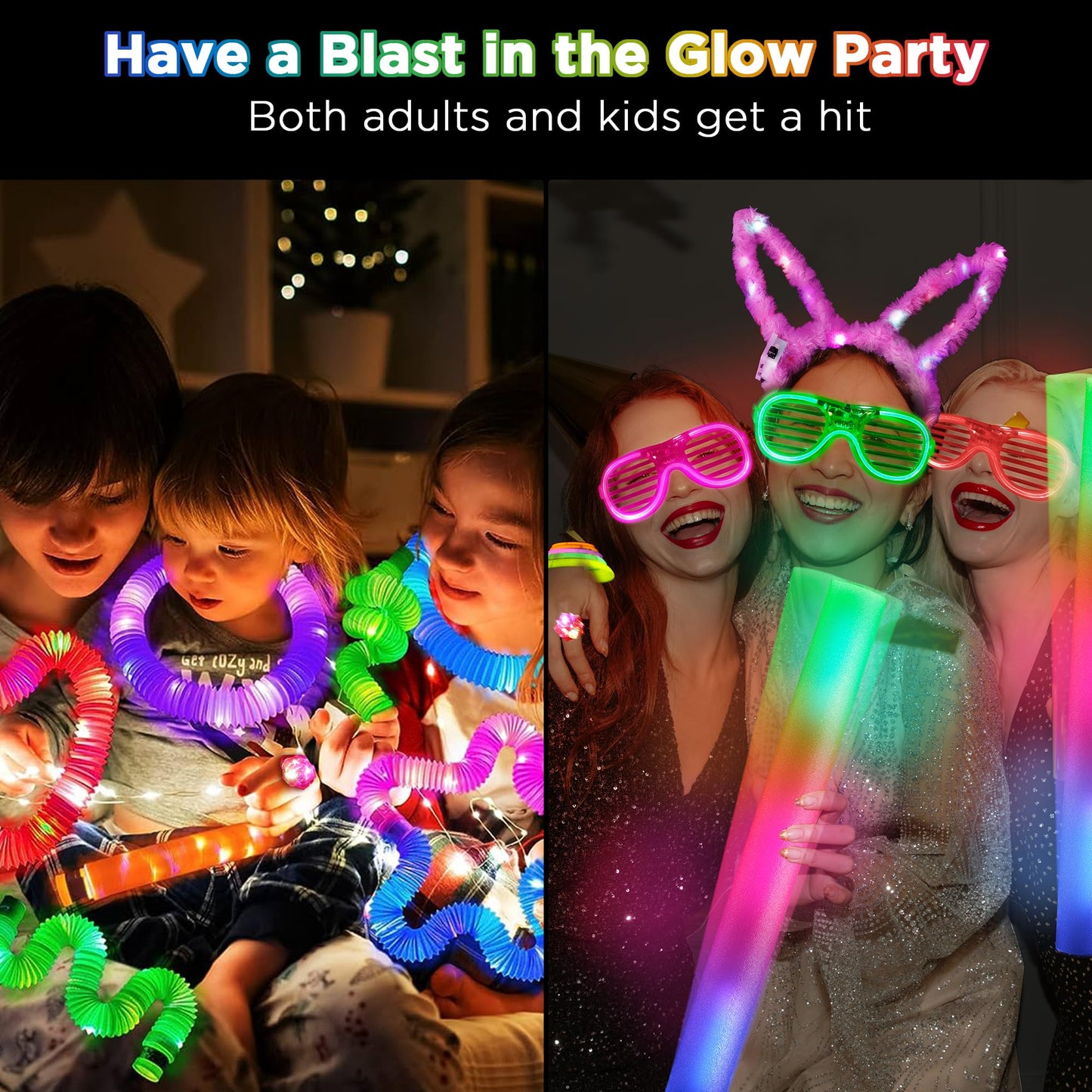 144 PCS Glow Party Supplies, Halloween Party Favor, 24 PCS Foam Glow Sticks,100 PCS Glow Sticks, Glow in the Dark Light Up Party Favors for Dance Floor, Birthday, Weddings Parties