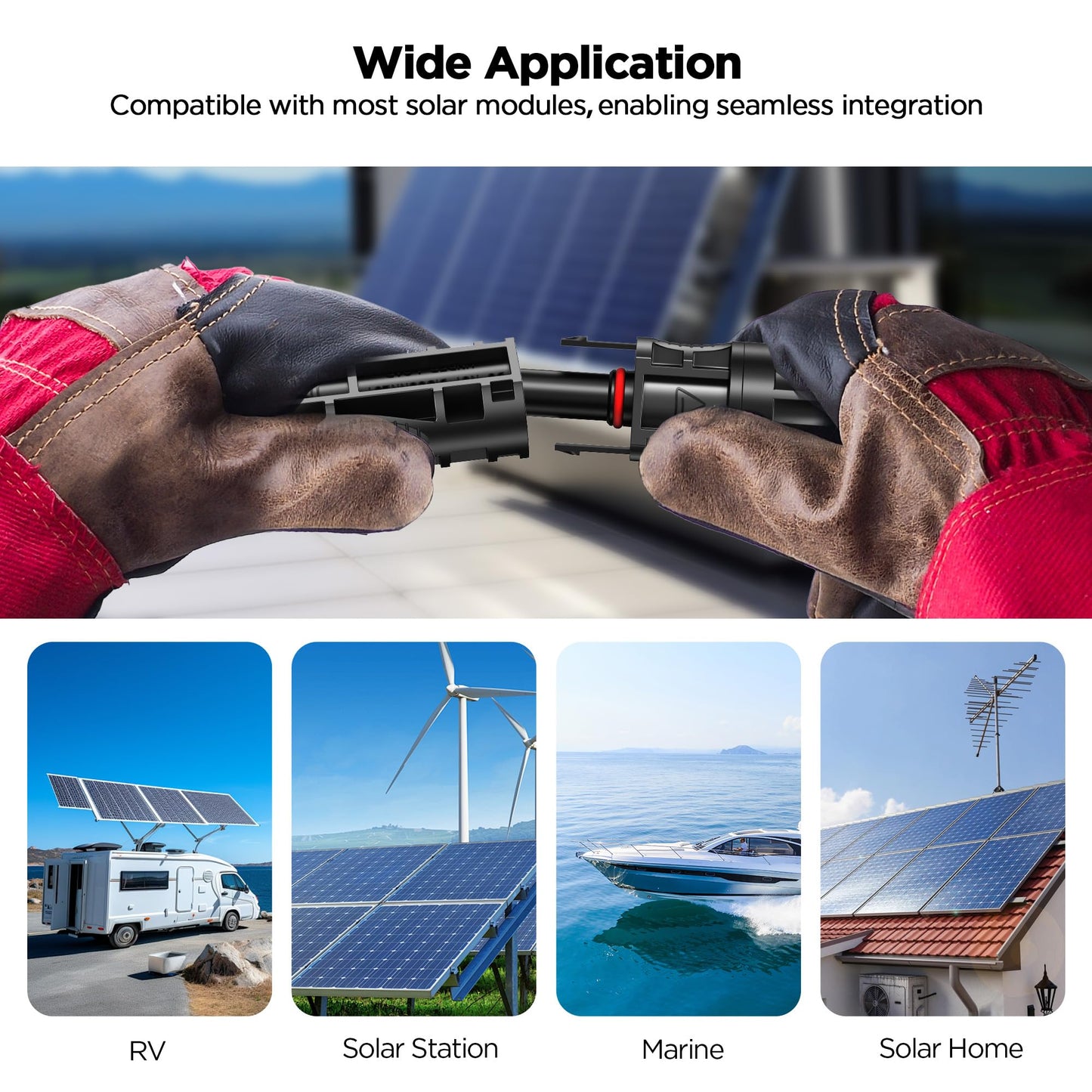 2 Pack MC4 Wire Solar Panel Extension Cable, 10 AWG/6mm² Oxygen-Free Pure Copper Cable Core Cables, Compatible with Renogy/Jackery/SunPower/Goal Zero/EcoFlow/Harbor Freight Solar Systems