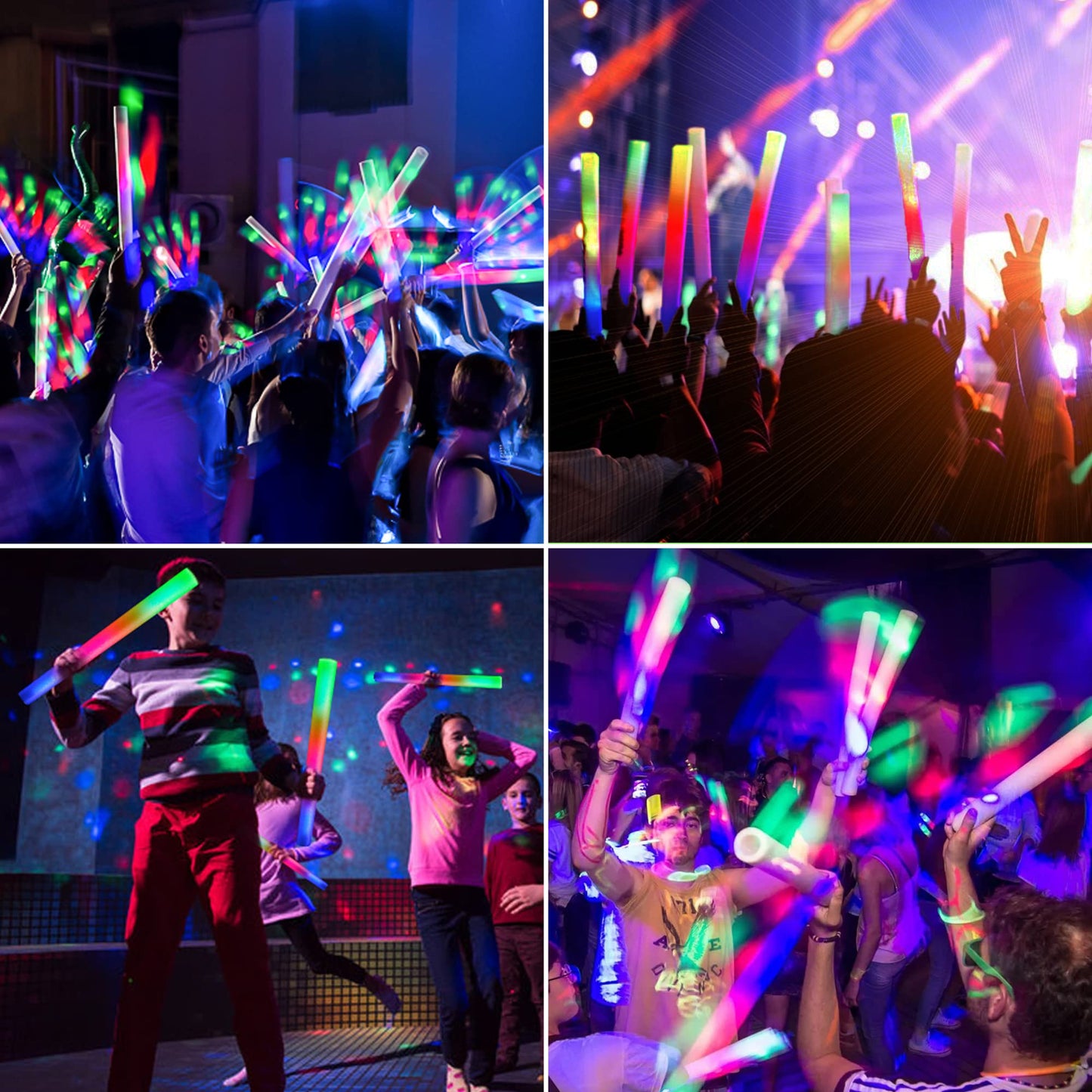 Foam Glow Sticks, Glow Sticks Bulk Party Pack, LED Light up Foam Stick for Wedding with 3 Modes Colorful Flashing, Neon Party Favors Supplies for Birthday, Carnival, Concert
