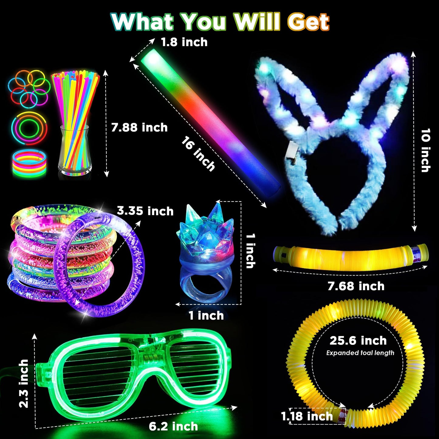 144 PCS Glow Party Supplies, Halloween Party Favor, 24 PCS Foam Glow Sticks,100 PCS Glow Sticks, Glow in the Dark Light Up Party Favors for Dance Floor, Birthday, Weddings Parties