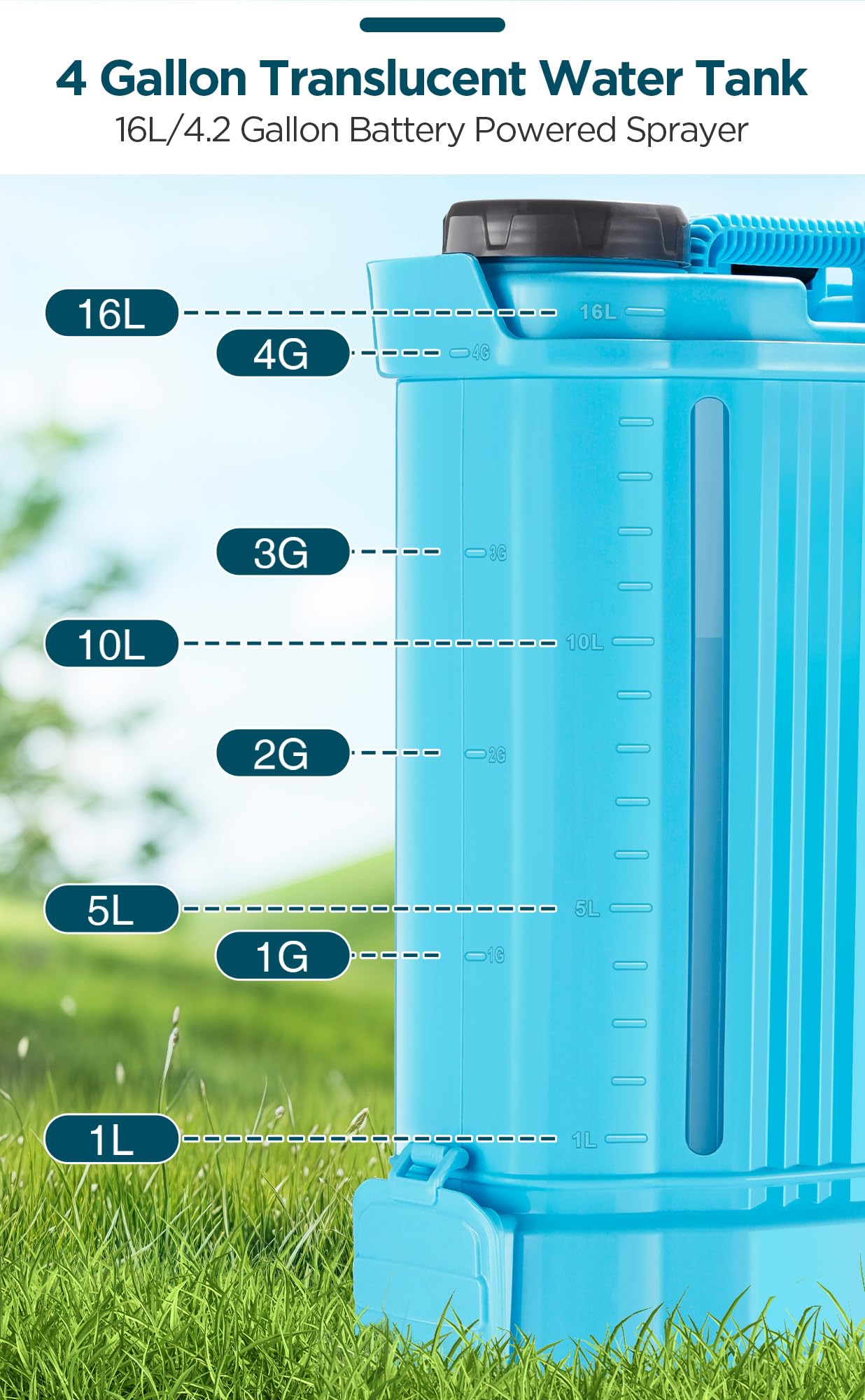 4 Gallon Battery Powered Backpack Sprayer with Mixer