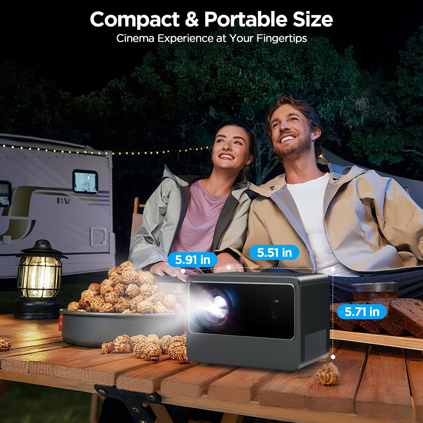 Netflix Licensed Projector 1080P Smart Mini Projector with WIFI & Bluetooth, Auto Focus & 6D Keystone, Dolby Audio, Portable Projector with TV Stick/HDMI/USB/Phone Input for Indoor Outdoor Movie