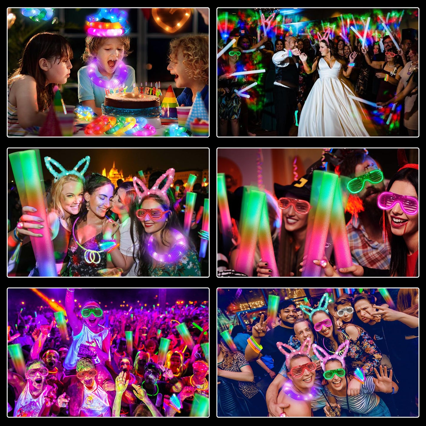 144 PCS Glow Party Supplies, Halloween Party Favor, 24 PCS Foam Glow Sticks,100 PCS Glow Sticks, Glow in the Dark Light Up Party Favors for Dance Floor, Birthday, Weddings Parties