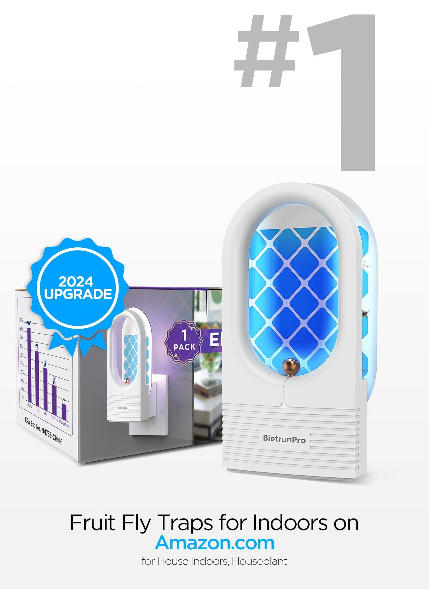 Fruit Fly Traps/Gnat Traps for Indoors, UV&Blue Light Plug-in Gnats Killer Bug Trap, NAT Killer, Flying Insect Catcher Trap for Fruit Flies, Moths, Mosquitoes, Fungus, Get Rid of Gnat Infestation