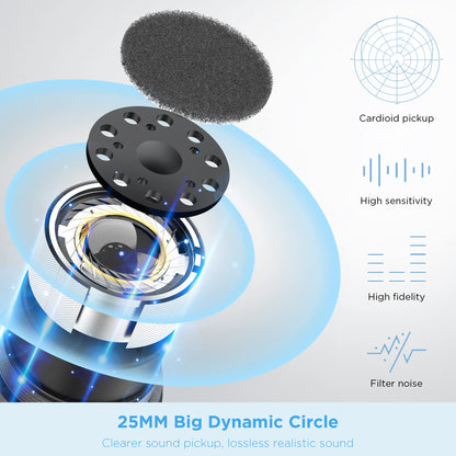 Bietrun Wireless Microphone with Echo/Treble/Bass, UHF 160ft Range, Dual UHF Cordless Dynamic Mic Handheld Microphone System for Home Karaoke, Meeting, Party, Wedding(Receiver with Bluetooth)