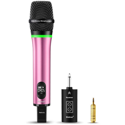 Bietrun Wireless Microphone Rechargeable, 168FT Range Bluetooth Microphone Wireless (Work 7 hrs) with 1/4'' Output, UHF Metal Handheld Dynamic Mic for Karaoke Machine/PA System/Speaker/Church/Wedding