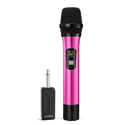 Bietrun Wireless Microphone Only for Mic Input, UHF Metal Dynamic Handheld Multipurpose Mic with Rechargeable Receiver (Work 4hs), 160ft Range, for Karaoke Machine, Amplifier Speaker, Mixer, Church