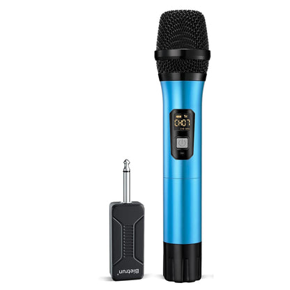 Bietrun Wireless Microphone Only for Mic Input, UHF Metal Dynamic Handheld Multipurpose Mic with Rechargeable Receiver (Work 4hs), 160ft Range, for Karaoke Machine, Amplifier Speaker, Mixer, Church
