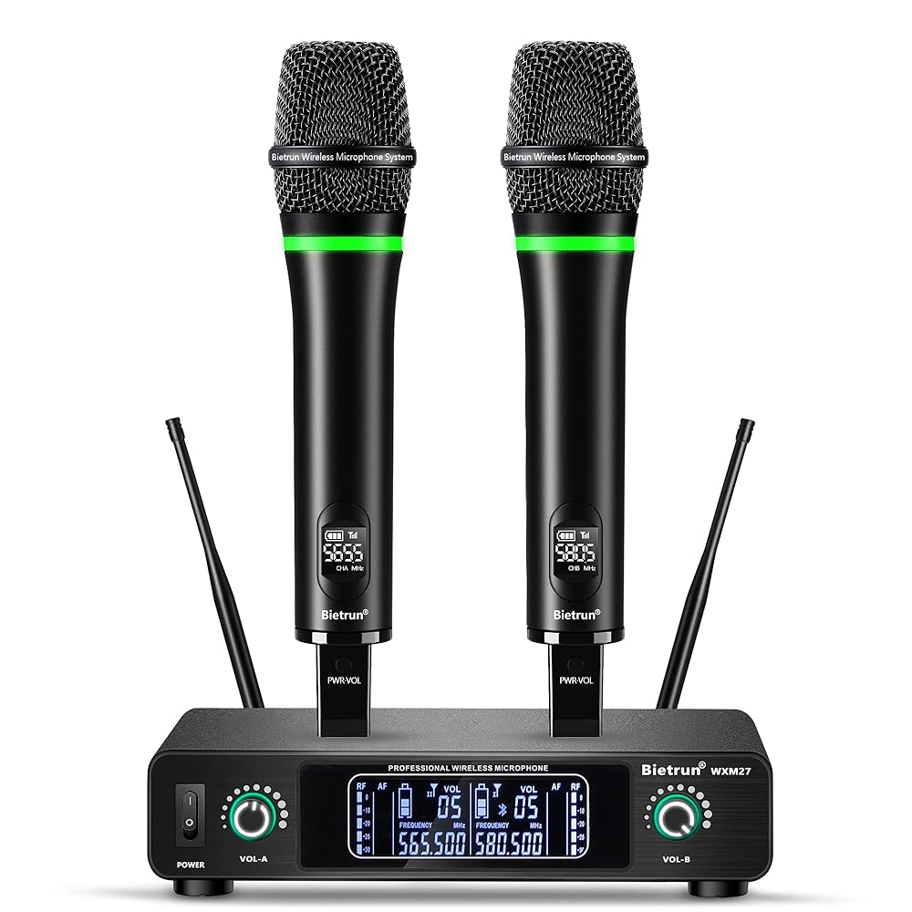 FerBuee Microphone sans Fil Micro Dynamique à Main Double avec FerBuee Microphone sans Fil Micro Dynamique à Main Double avec