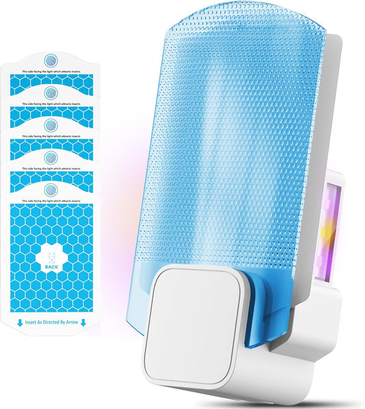 Fruit Fly Traps for Indoors for Fruit Flies, Gnats, Flying Insects, Moths, Bugs, Fungus, 3-in-1 UV/Blue/Yellow Light Plug-in Gnat Traps, No-Mess Bug Zapper, 7 * 24hrs Pest Control