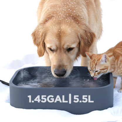 5.5L/1.45Gal Extra Large Heated Water Bowl, Indoor & Outdoor Winter Antifreezing Pet Heated Thermal Water Bowl Dish, Anti Chewy Cord, BPA-Free, Pet Products for Dog Cats Rabbit Chicken Duck Squirrel