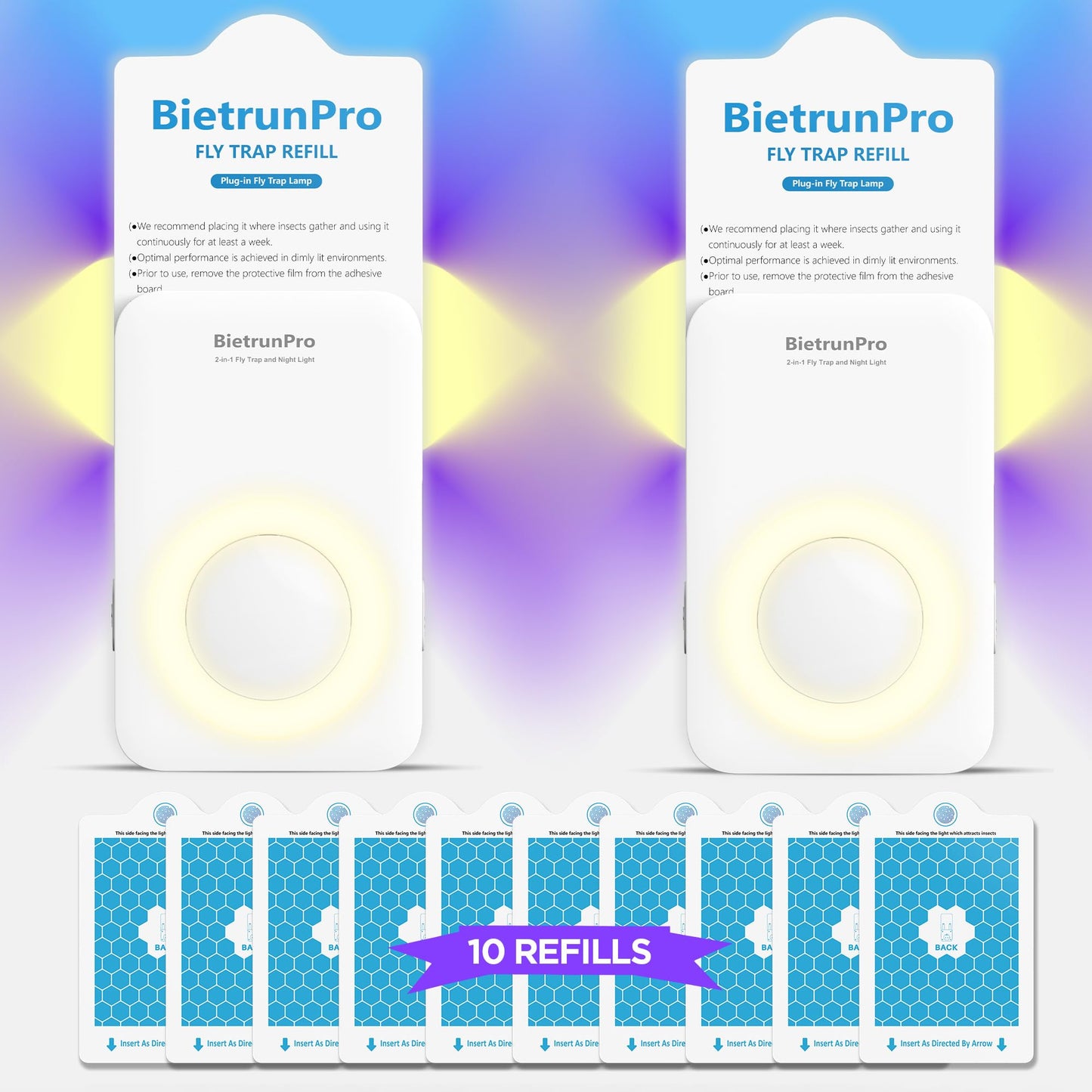 Fly Traps Indoors, Gnat Traps for House Indoor with Night Light, 3-in-1 UV/Blue/Yellow Light Plug-in Flying Insect Traps, Fruit Fly Killer, NAT Killer, Get Rid of Gnat Infestation