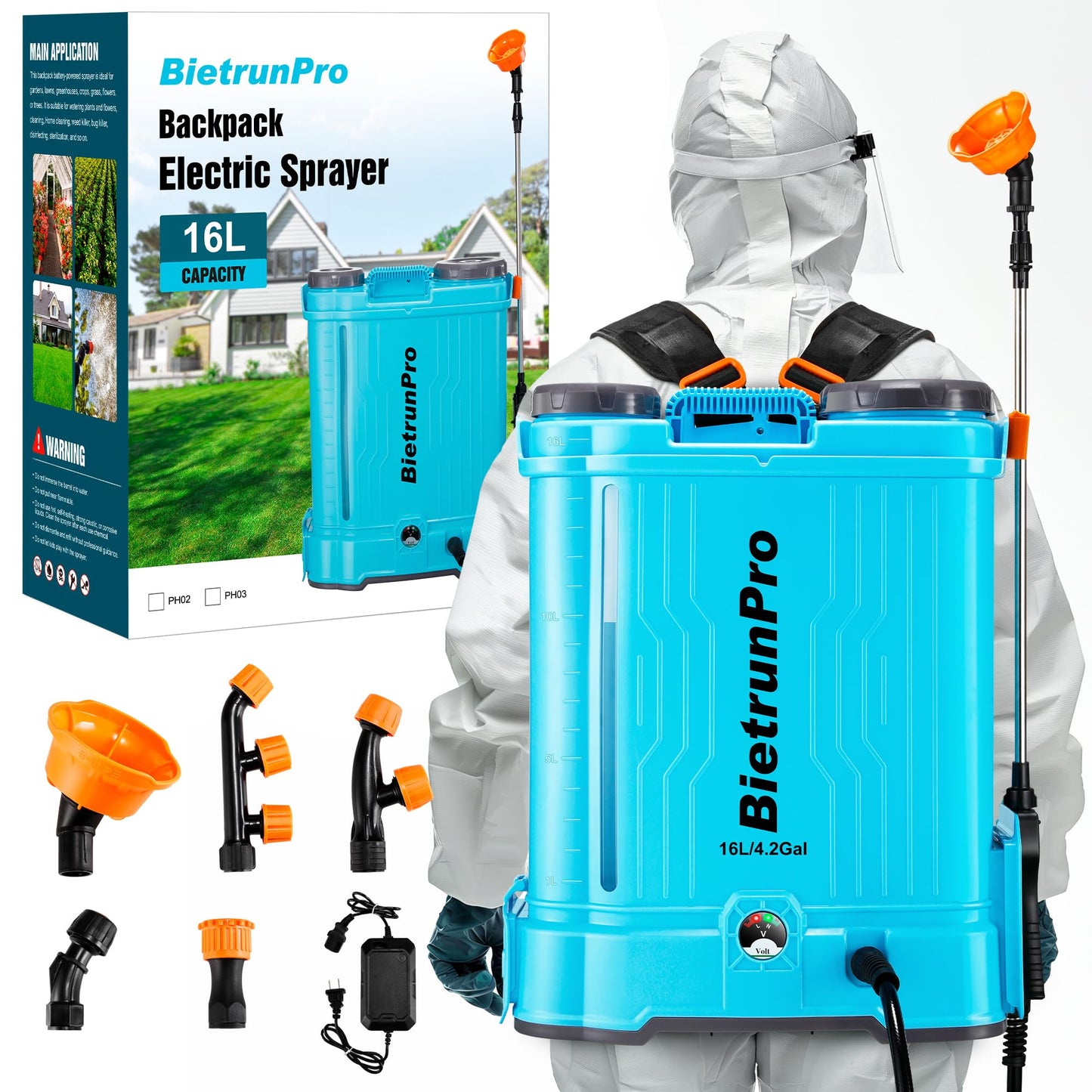 4 Gallon Battery Powered Backpack Sprayer with Mixer