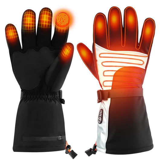 Heated Gloves for Women Men Waterproof Rechargeable, Medium Electric Heating Hand Warmers Cold Winter Gloves with Reflective Cloth, Touch Screen for Travel Skiing Working Motorcycle Hunting Gifts