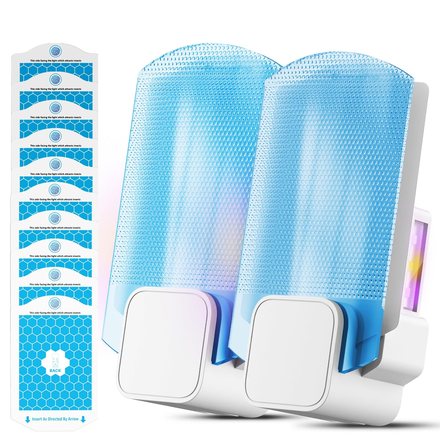 Fruit Fly Traps for Indoors for Fruit Flies, Gnats, Flying Insects, Moths, Bugs, Fungus, 3-in-1 UV/Blue/Yellow Light Plug-in Gnat Traps, No-Mess Bug Zapper, 7 * 24hrs Pest Control