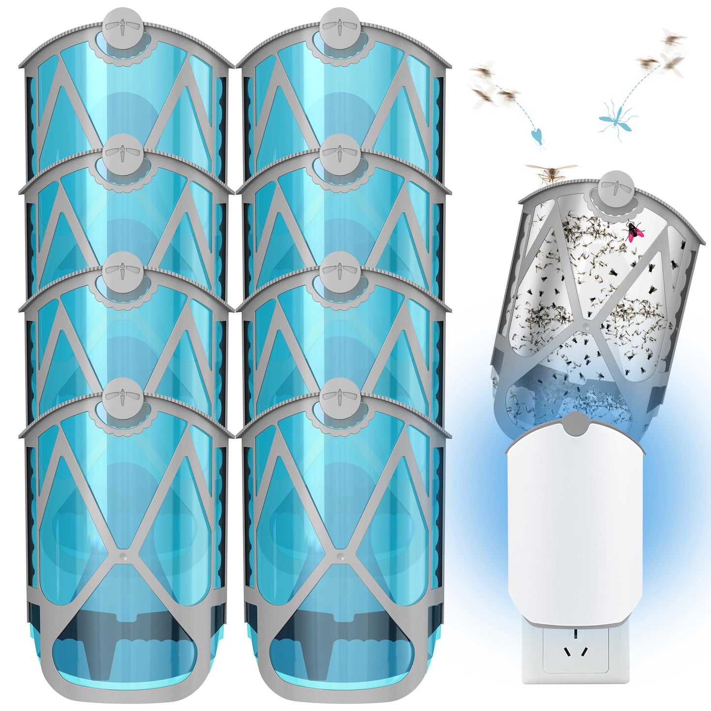 Refill Cartridge Kit Replacement Compatible with ZEVO M364 and ZEVO Max Plug-in Light Flying Insect Trap Refill for Indoors Refill Replacement Sticky Pads for Bug Catcher