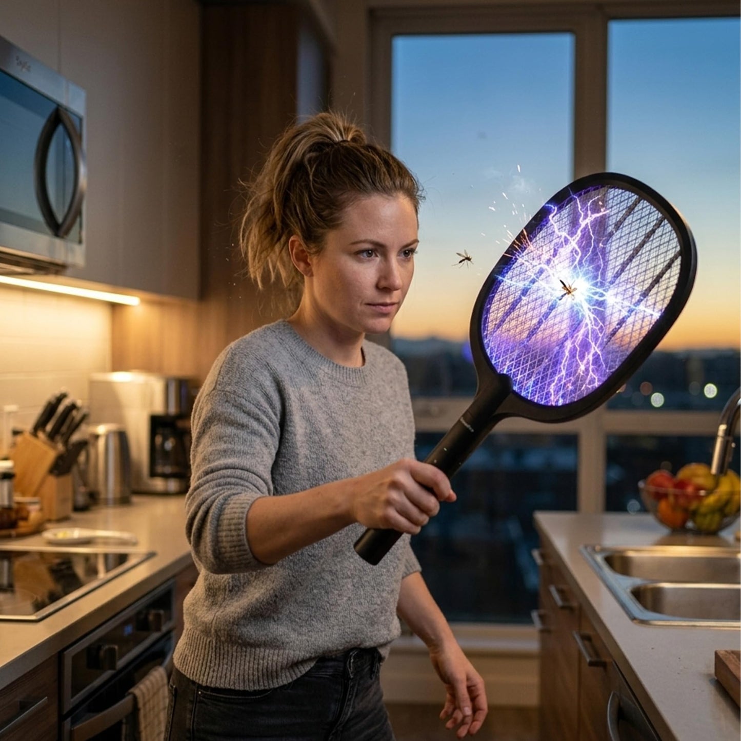 Fly Swatter Electric(2 Pack), USB-C Rechargeable Electric Mosquito Racket, Portable Handheld Cordless Electric Bug Zapper Indoor Racket to Kill Mosquitoes, Wasps, Gnats, Flies, Bugs, with Stand