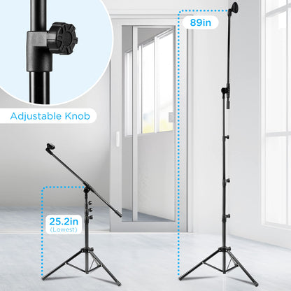 Microphone Stand 2 Pack, Bietrun Tripod Mic Stand Adjustable Boom Height, with Carry Bag & Mic Clips, Detachable Boom Mic Stand for Singing Performance Wedding Stage Church