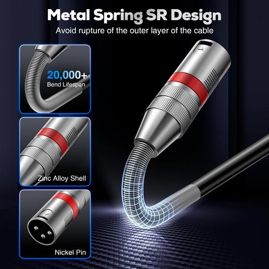 XLR Cables 100FT/30M 2 Packs, Premium Heavy Duty Balanced Microphone Cable with 3-Pin XLR Male to Female Microphone Cord Connector Compatible with Microphones,Mixer,Speaker Systems,Preamps and More