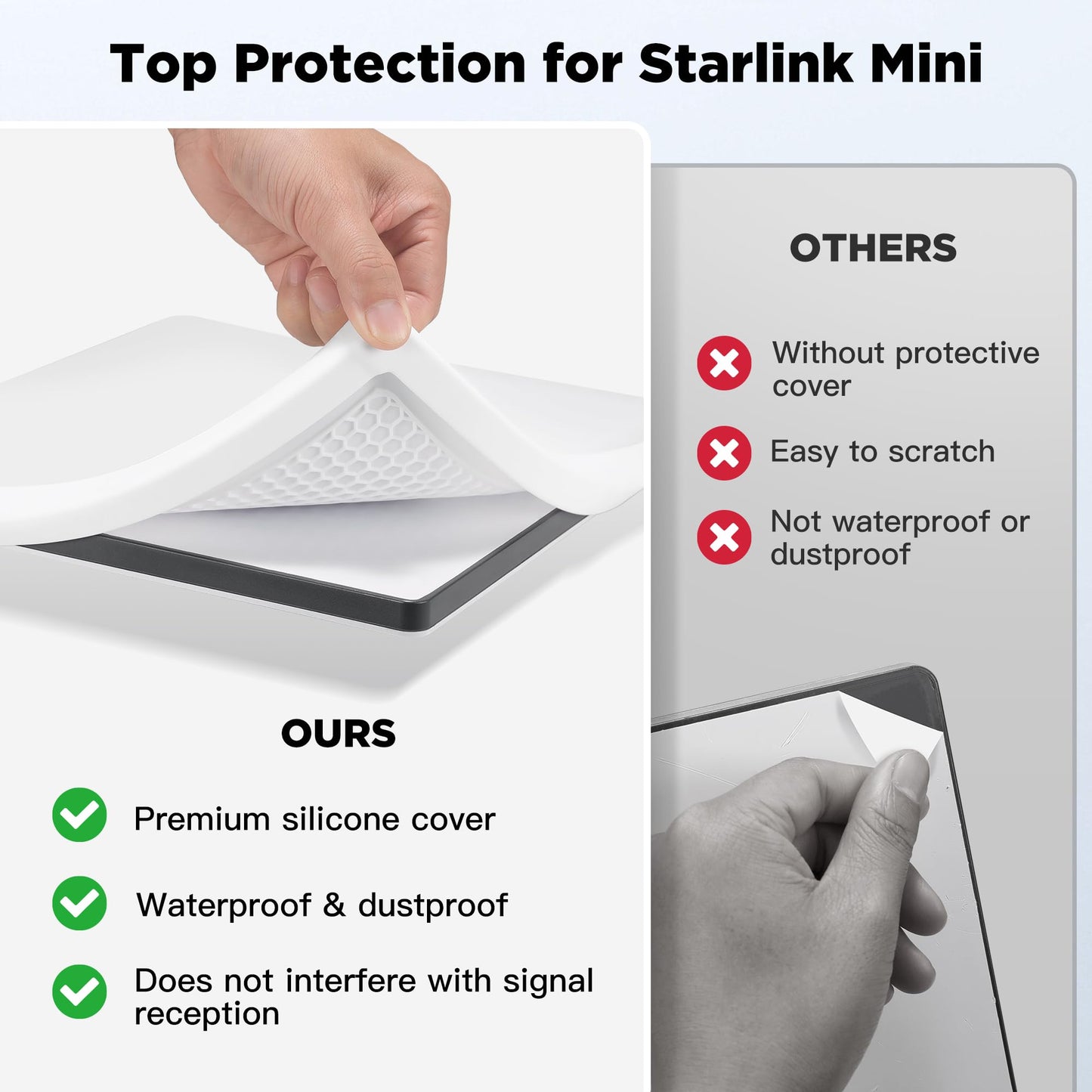 Starlink Mini Protective Case Silicone Cover, Liquid Silicone Case for Starlink Mini Satellite Dish, Waterproof Starlink Accessories Full Cover Shell with Anti-Scratch Protection