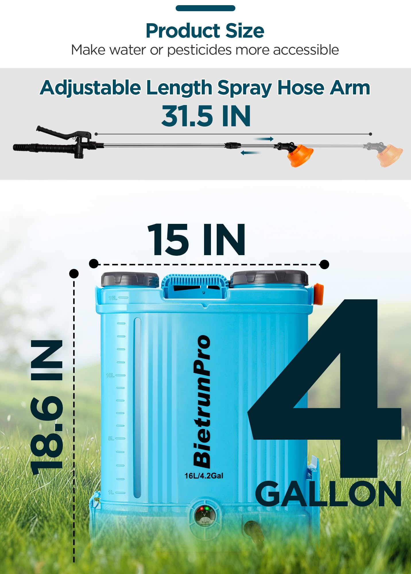 4 Gallon Battery Powered Backpack Sprayer with Mixer