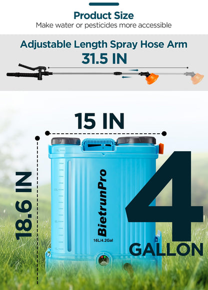 4 Gallon Battery Powered Backpack Sprayer with Mixer