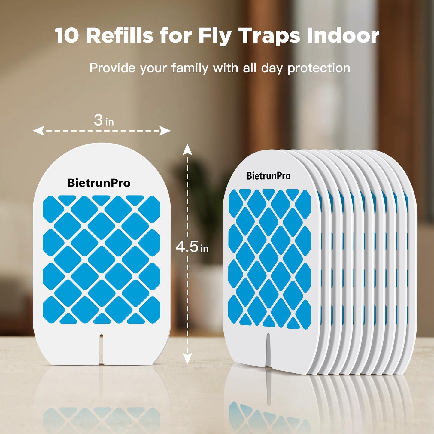 Fly Trap Refill Cartridges BietrunPro, 10 Pack, Indoor Plug-in Fly Trap Refill Pack of Glue Cards Replacement, Sticky Refillable Glue Boards, Indoor Fly Traps Refill Kit(for FCZZ-01)