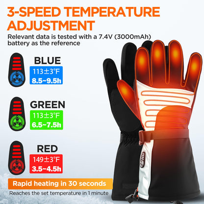Heated Gloves for Women Men Waterproof Rechargeable, Medium Electric Heating Hand Warmers Cold Winter Gloves with Reflective Cloth, Touch Screen for Travel Skiing Working Motorcycle Hunting Gifts