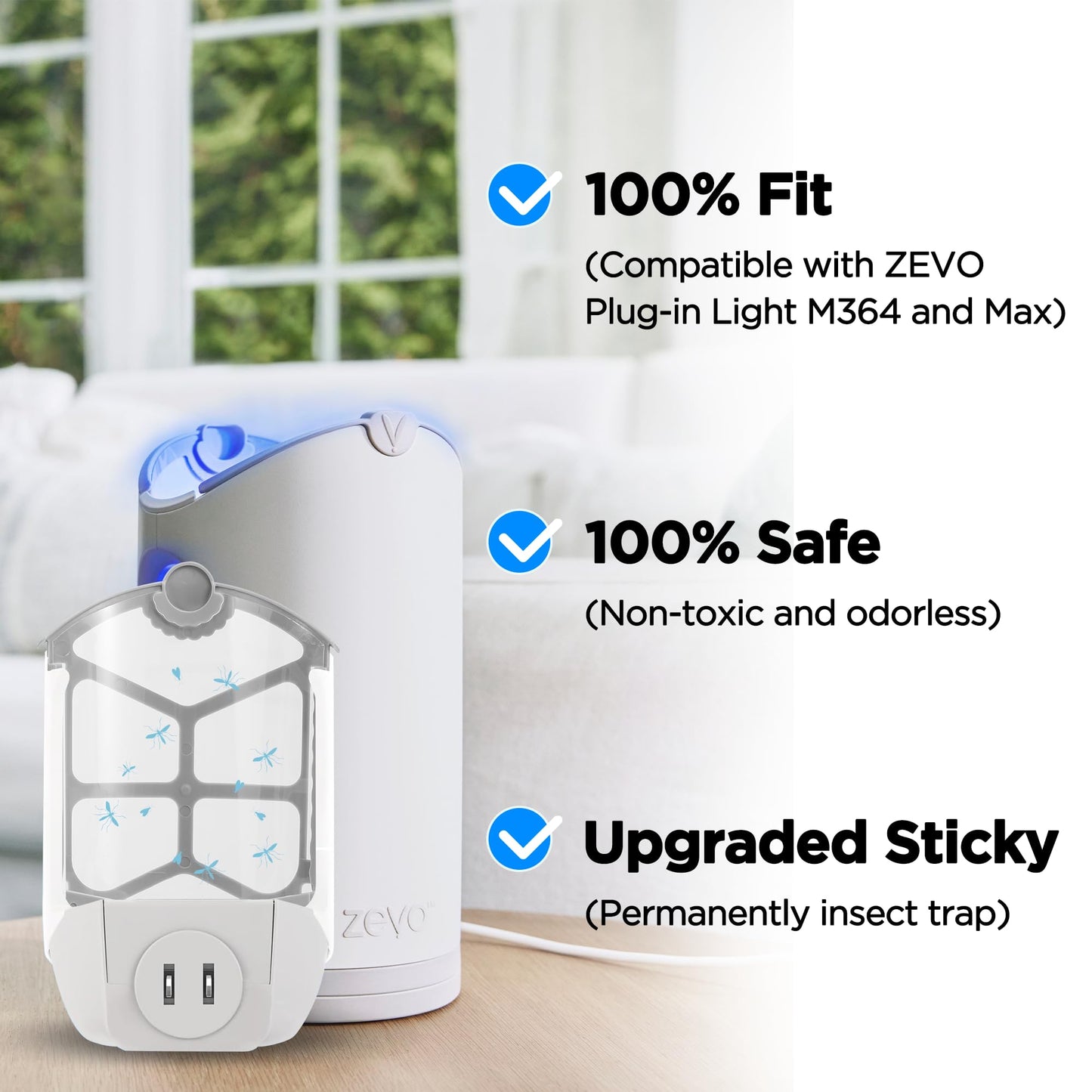 Refill Cartridge Kit Replacement Compatible with ZEVO M364 and ZEVO Max Plug-in Light Flying Insect Trap Refill for Indoors Refill Replacement Sticky Pads for Bug Catcher