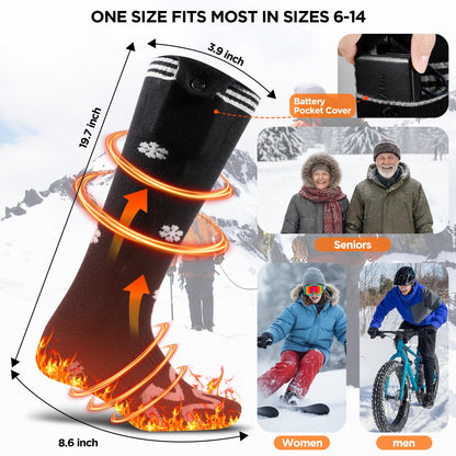 Heated Socks for Men Women, Electric Heated Socks Up to 8 Hours with 4 Heating Levels, Max to 154℉, Rechargeable Heating Socks for Hunting, Camping, Skiing, Walking, Fishing, Cycling, Outdoor Work