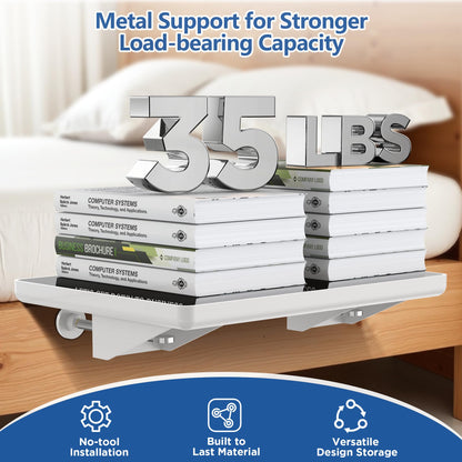 Bedside Shelf for Dorm Bunk Bed, Clip On Nightstand, Bed Side Table Tray Organizer, College Dorm Room Essentials for Girls/Guys, with Cable Management for Dormitory, Back to School