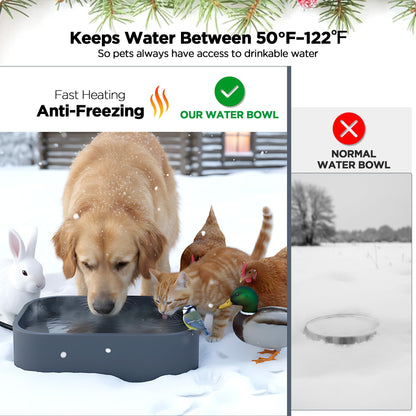 5.5L/1.45Gal Extra Large Heated Water Bowl, Indoor & Outdoor Winter Antifreezing Pet Heated Thermal Water Bowl Dish, Anti Chewy Cord, BPA-Free, Pet Products for Dog Cats Rabbit Chicken Duck Squirrel