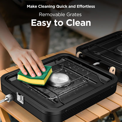 Propane 2-Burner Camping Stove with Carrying Bag, 17500 BTU Adjustable Burners, Portable Folding Gas Stove for Camping, Outdoor Cooking, Backpacking Camp Stove for BBQ, Camping Tailgating