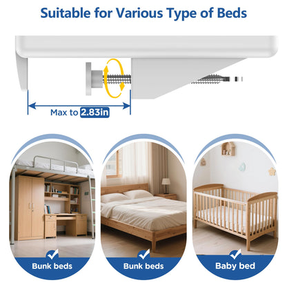 Bedside Shelf for Dorm Bunk Bed, Clip On Nightstand, Bed Side Table Tray Organizer, College Dorm Room Essentials for Girls/Guys, with Cable Management for Dormitory, Back to School