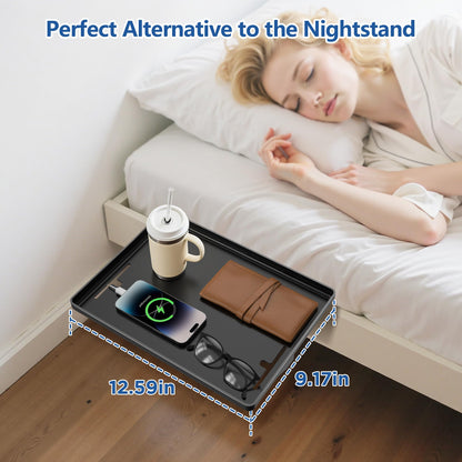 Bedside Shelf for Dorm Bunk Bed, Clip On Nightstand, Bed Side Table Tray Organizer, College Dorm Room Essentials for Girls/Guys, with Cable Management for Dormitory, Back to School
