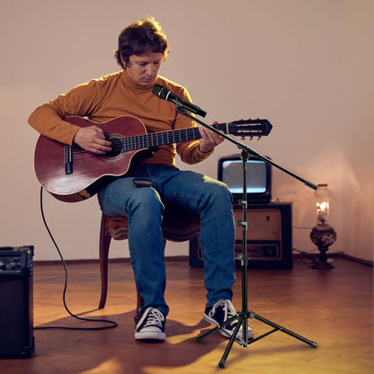 Microphone Stand 2 Pack, Bietrun Tripod Mic Stand Adjustable Boom Height, with Carry Bag & Mic Clips, Detachable Boom Mic Stand for Singing Performance Wedding Stage Church