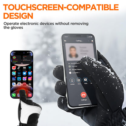 Heated Gloves for Women Men Waterproof Rechargeable, Medium Electric Heating Hand Warmers Cold Winter Gloves with Reflective Cloth, Touch Screen for Travel Skiing Working Motorcycle Hunting Gifts