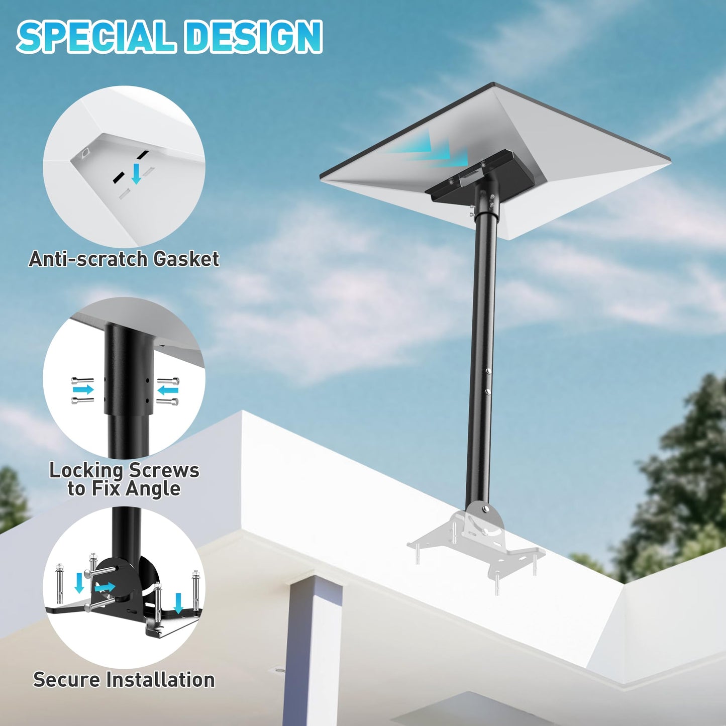 Gen 3 Starlink Mount, Include Starlink Gen 3 Pipe Adapter, Adjustable Starlink Gen 3 Mounting Kit for V3 Starlink Standard Dish, Zinc Alloy Starlink Gen 3 Mount