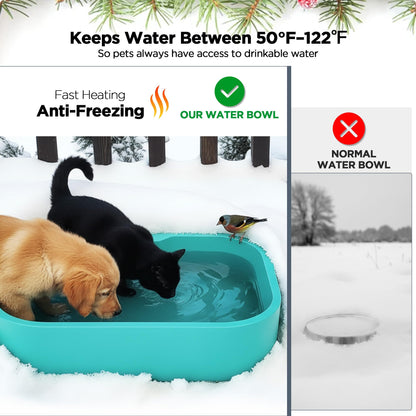 5.5L/1.45Gal Extra Large Heated Water Bowl, Indoor & Outdoor Winter Antifreezing Pet Heated Thermal Water Bowl Dish, Anti Chewy Cord, BPA-Free, Pet Products for Dog Cats Rabbit Chicken Duck Squirrel