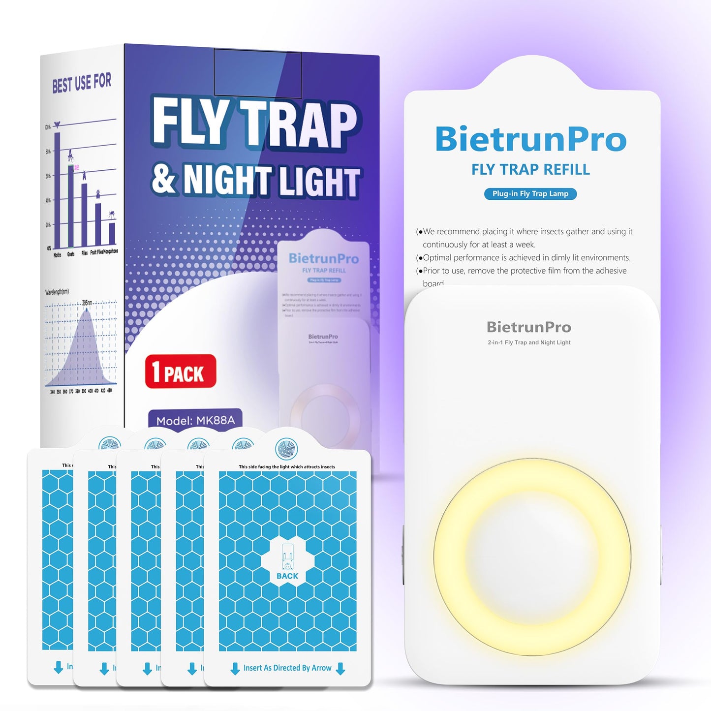 Fly Trap Refill Cartridges for BietrunPro MK88A, MK88B, 10 Pack