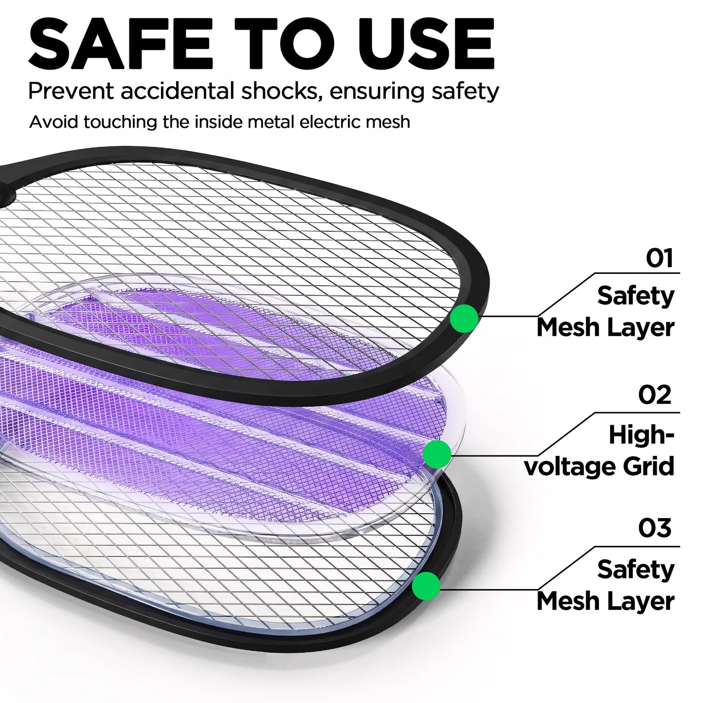 Fly Swatter Electric(2 Pack), USB-C Rechargeable Electric Mosquito Racket, Portable Handheld Cordless Electric Bug Zapper Indoor Racket to Kill Mosquitoes, Wasps, Gnats, Flies, Bugs, with Stand