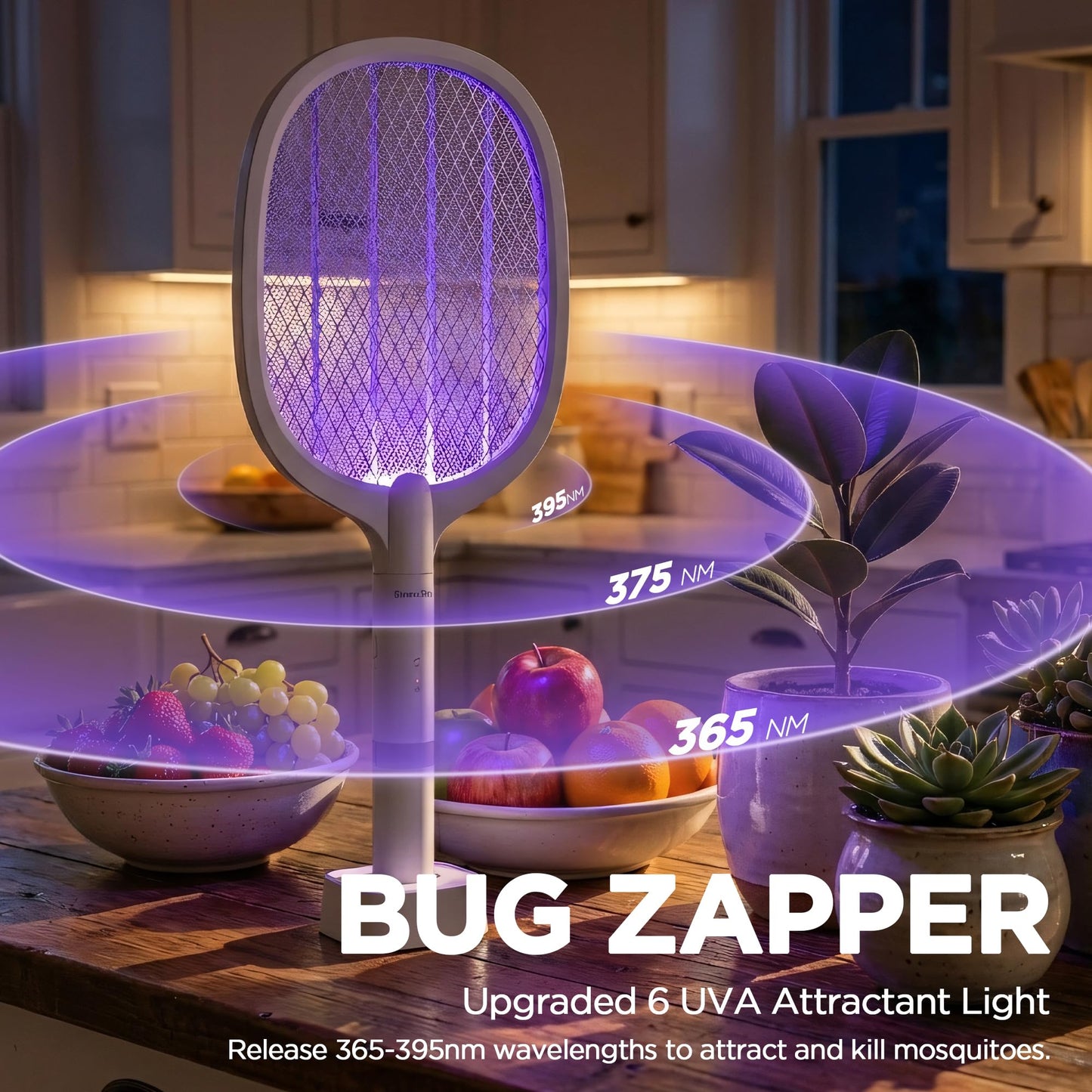 Fly Swatter Electric(2 Pack), USB-C Rechargeable Electric Mosquito Racket, Portable Handheld Cordless Electric Bug Zapper Indoor Racket to Kill Mosquitoes, Wasps, Gnats, Flies, Bugs, with Stand