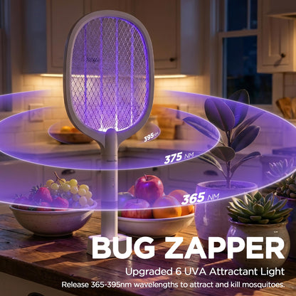 Fly Swatter Electric(2 Pack), USB-C Rechargeable Electric Mosquito Racket, Portable Handheld Cordless Electric Bug Zapper Indoor Racket to Kill Mosquitoes, Wasps, Gnats, Flies, Bugs, with Stand